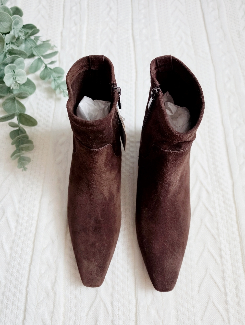 Jason Wu Genuine Leather Suede Booties Clip Pointed Toe Zipper Brown NWT 8.5 - Picture 4 of 17
